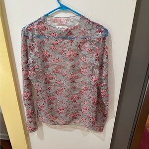 Davi & Dani Floral Sheer Long Sleeve Top